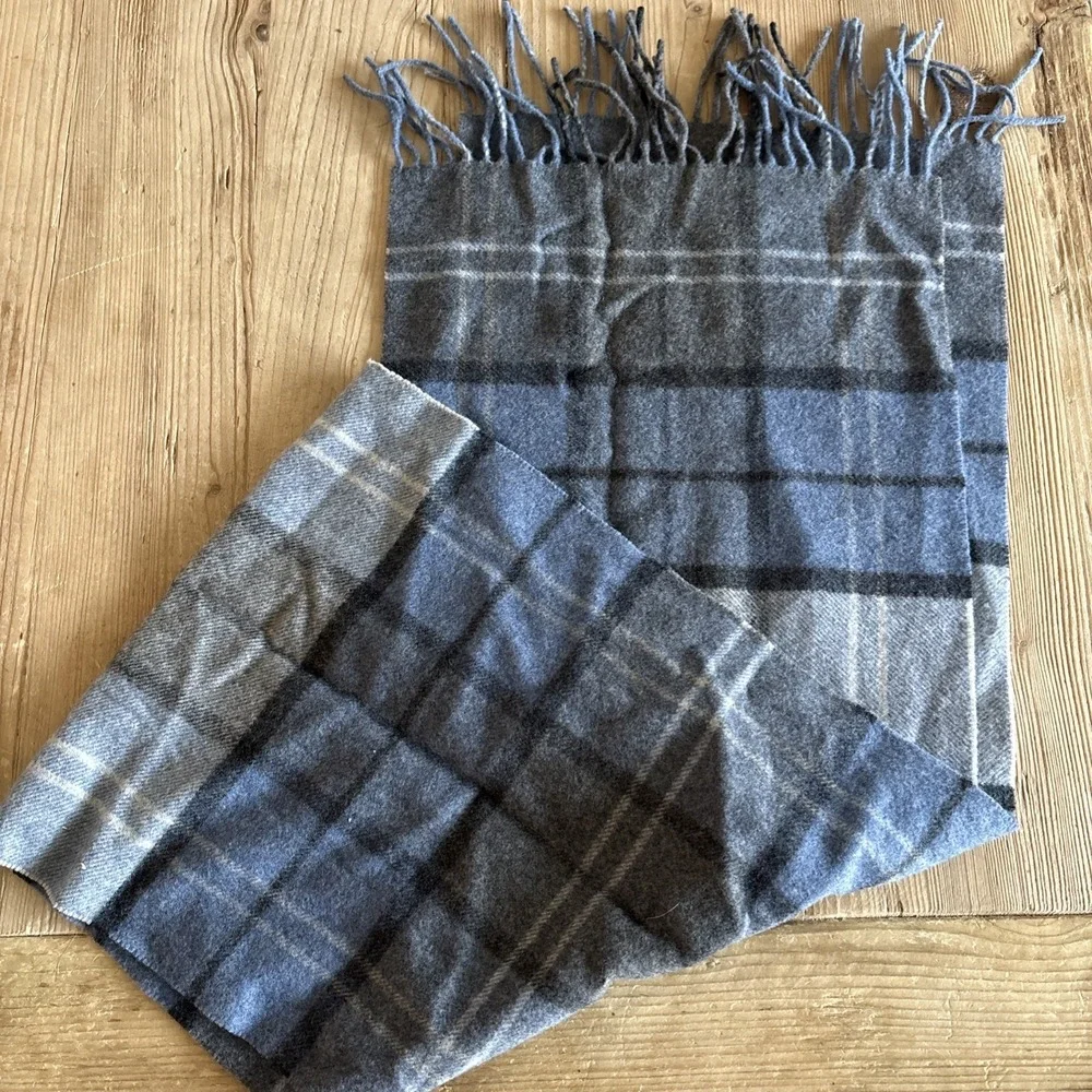 Jos A Bank Scarf Mens One Size Plaid 100% Cashmere Fringe Neck Warmer Winter